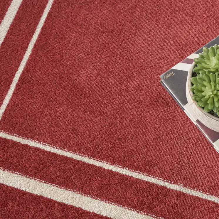 5' Red And Ivory Square Indoor Outdoor Area Rug