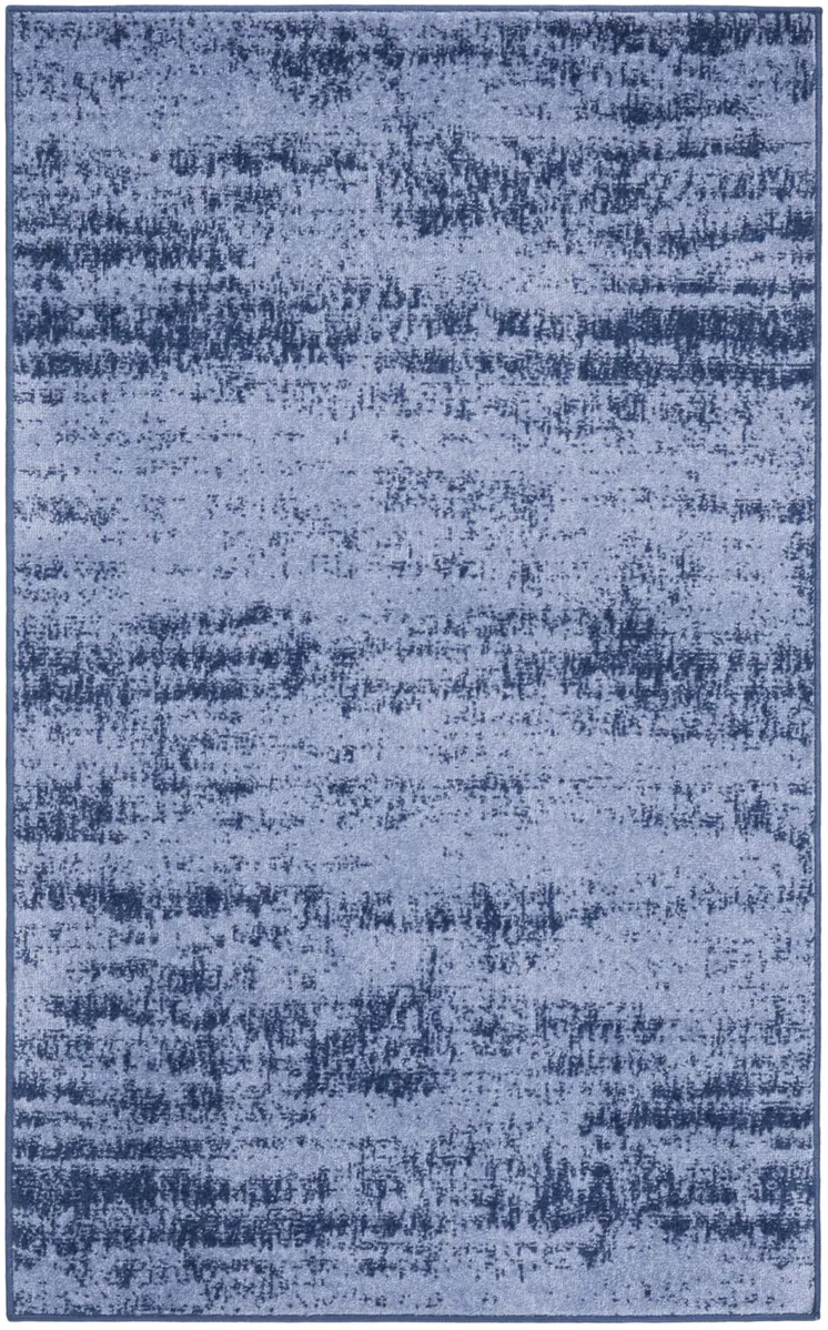 2' X 4' Denim Blue And Navy Blue Abstract Indoor Outdoor Area Rug