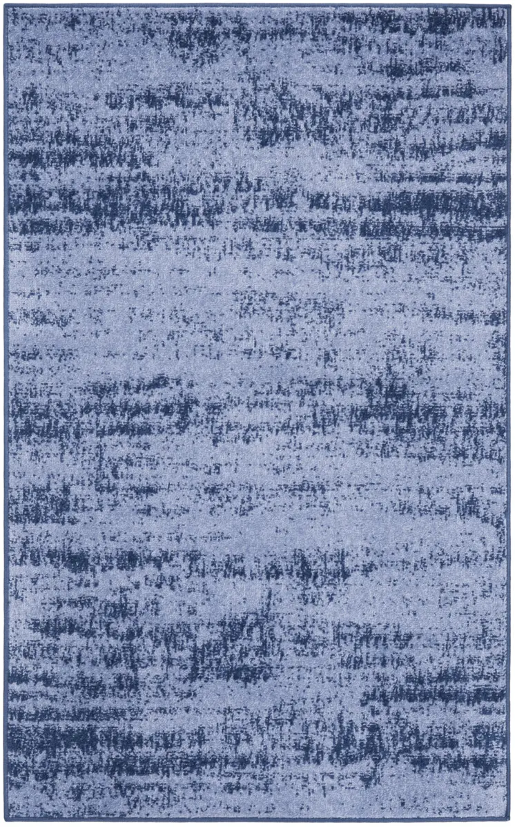 2' X 4' Denim Blue And Navy Blue Abstract Indoor Outdoor Area Rug