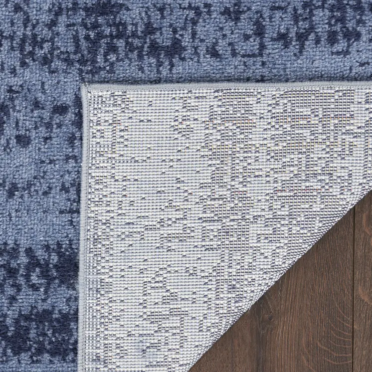 3' X 5' Denim Blue And Navy Blue Abstract Indoor Outdoor Area Rug