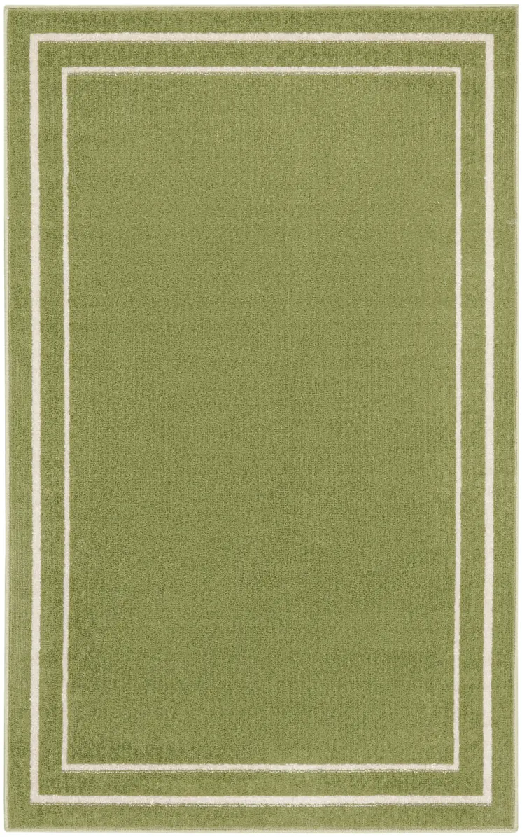 3' X 5' Green And Ivory Indoor Outdoor Area Rug