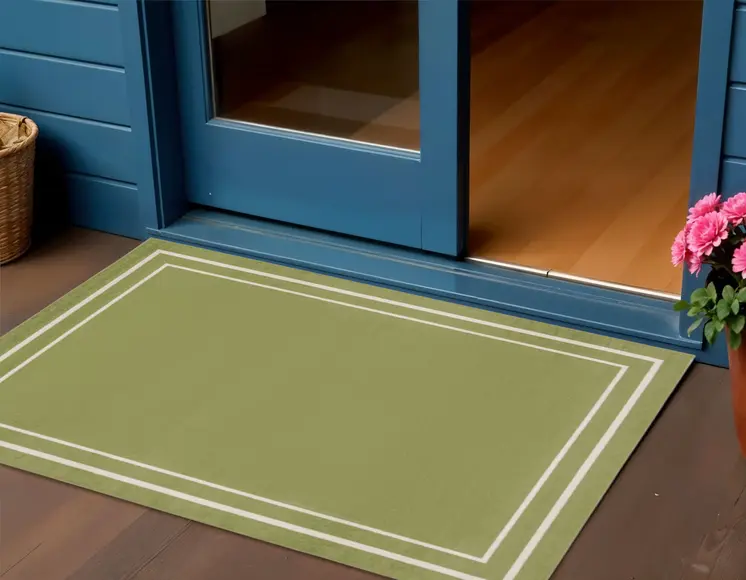 3' X 5' Green And Ivory Indoor Outdoor Area Rug