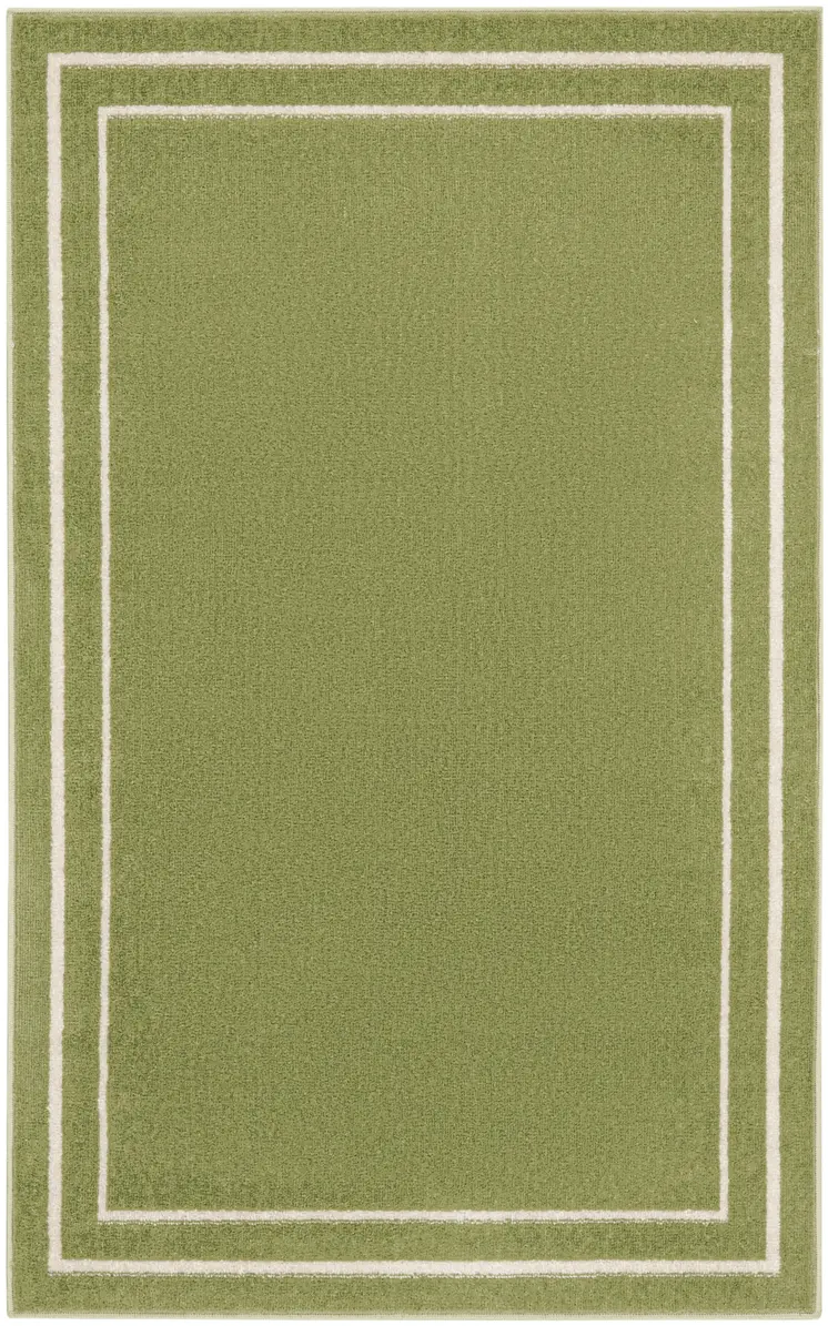 3' X 5' Green And Ivory Indoor Outdoor Area Rug