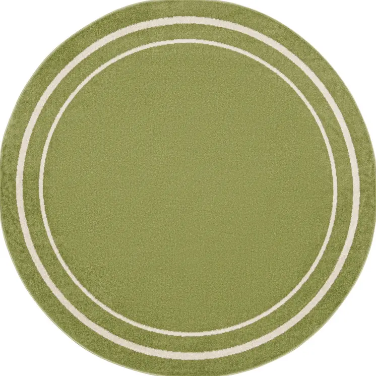 4' Green And Ivory Round Indoor Outdoor Area Rug