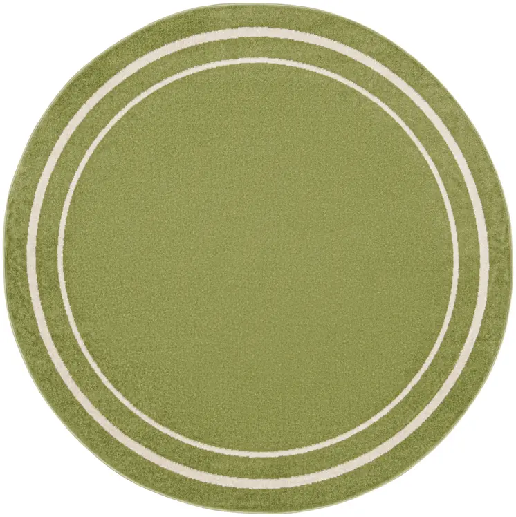 4' Green And Ivory Round Indoor Outdoor Area Rug