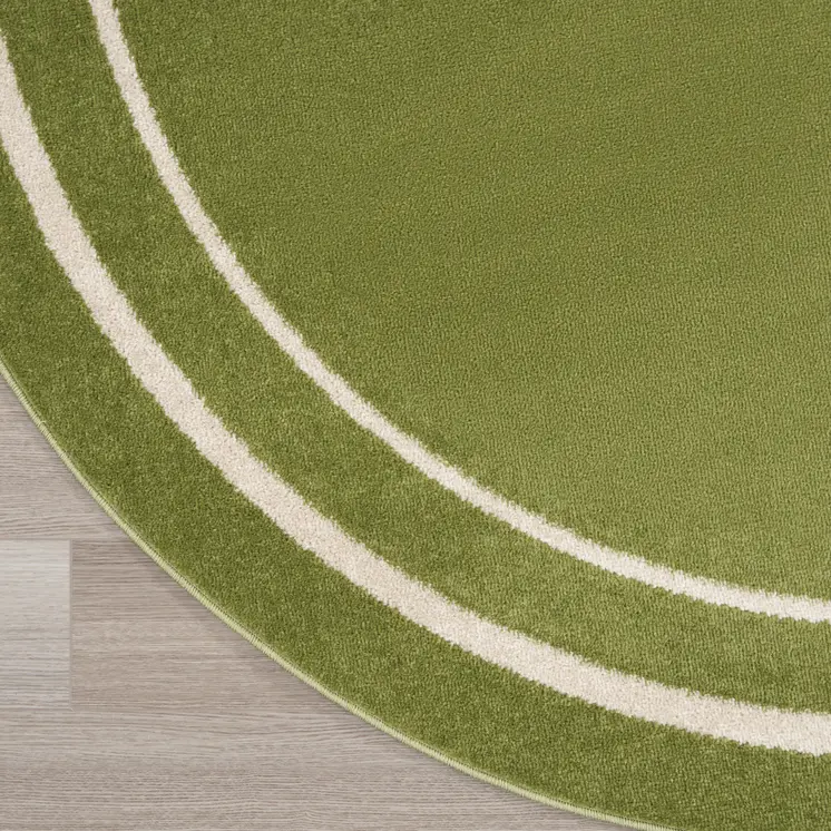 4' Green And Ivory Round Indoor Outdoor Area Rug