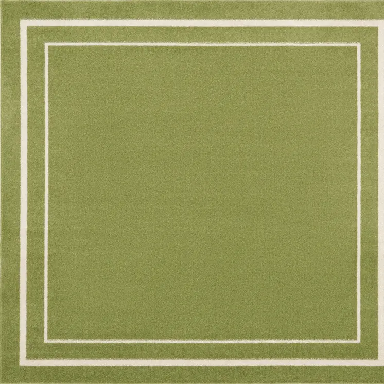 5' Green And Ivory Square Indoor Outdoor Area Rug
