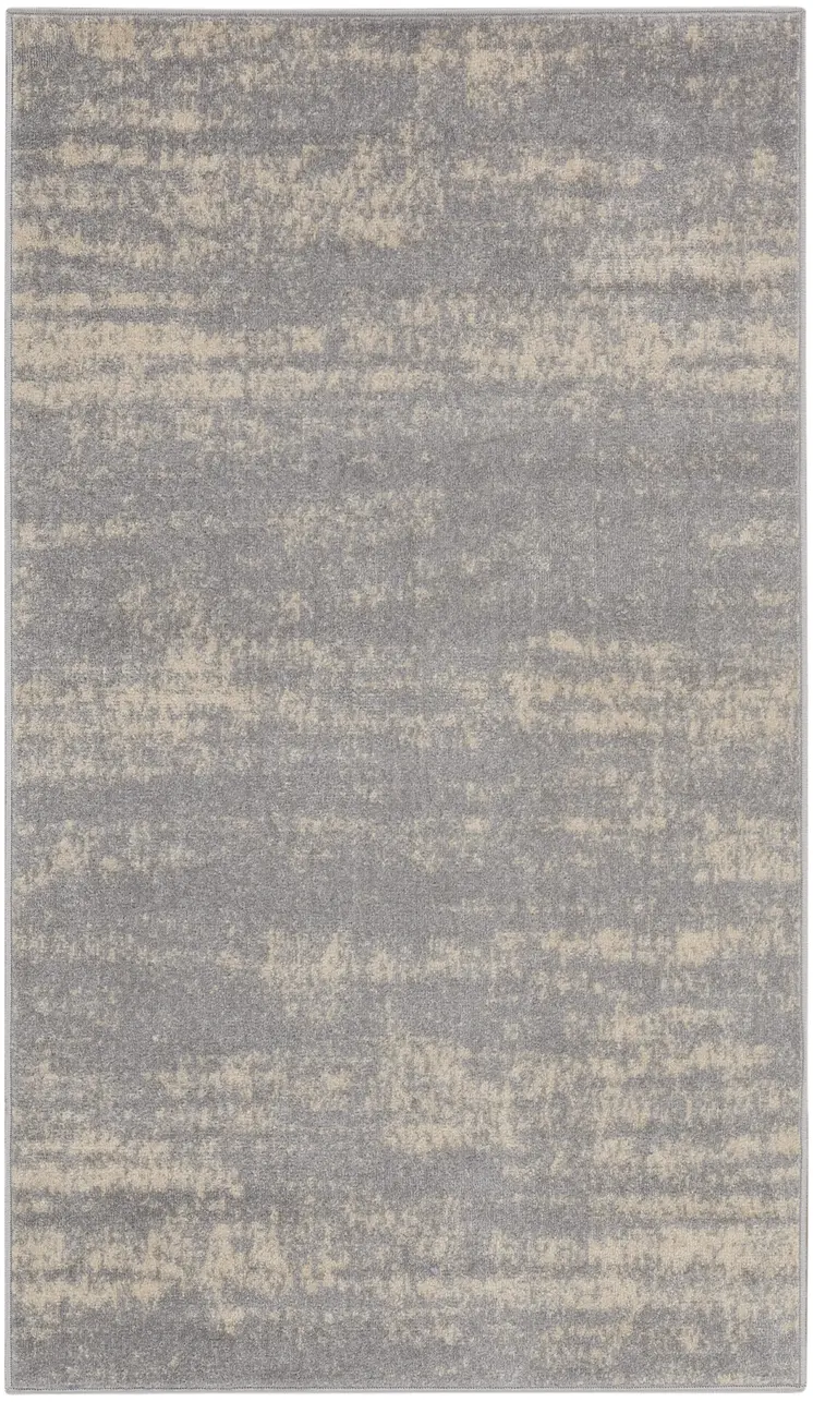 2' X 4' Gray And Beige Abstract Indoor Outdoor Area Rug