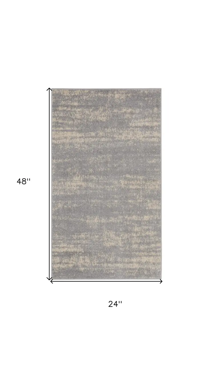2' X 4' Gray And Beige Abstract Indoor Outdoor Area Rug