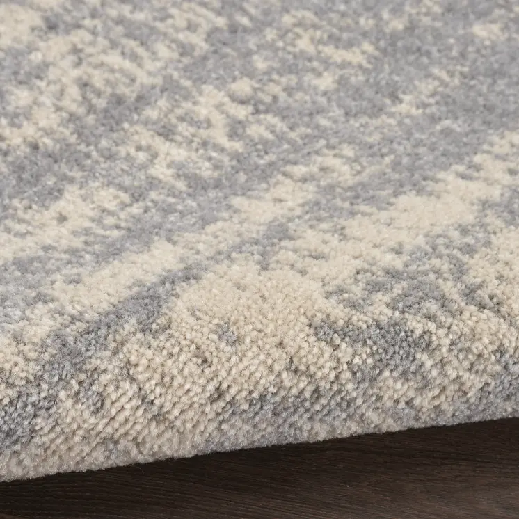 4' Gray And Beige Round Abstract Indoor Outdoor Area Rug