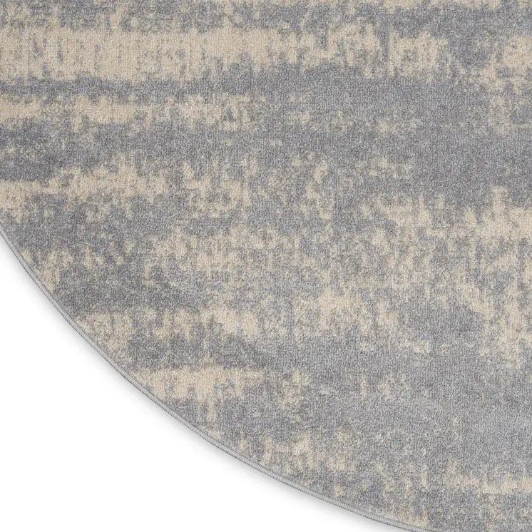 6' Gray And Beige Round Abstract Indoor Outdoor Area Rug