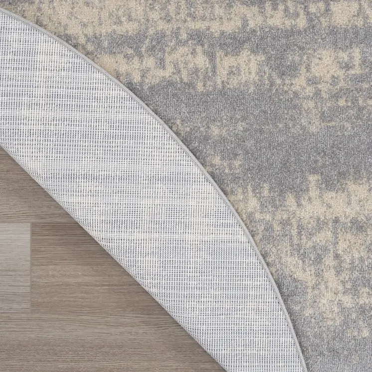 6' Gray And Beige Round Abstract Indoor Outdoor Area Rug