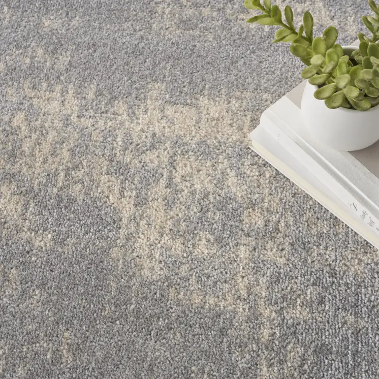 6' Gray And Beige Round Abstract Indoor Outdoor Area Rug