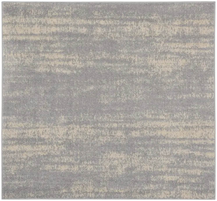 5' Gray And Beige Square Abstract Indoor Outdoor Area Rug