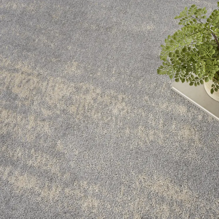 5' Gray And Beige Square Abstract Indoor Outdoor Area Rug