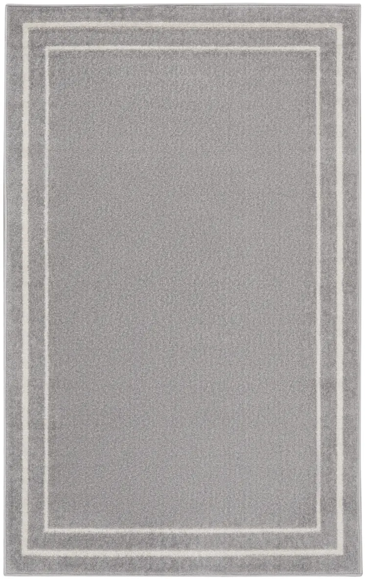 2' X 4' Gray And Ivory Indoor Outdoor Area Rug