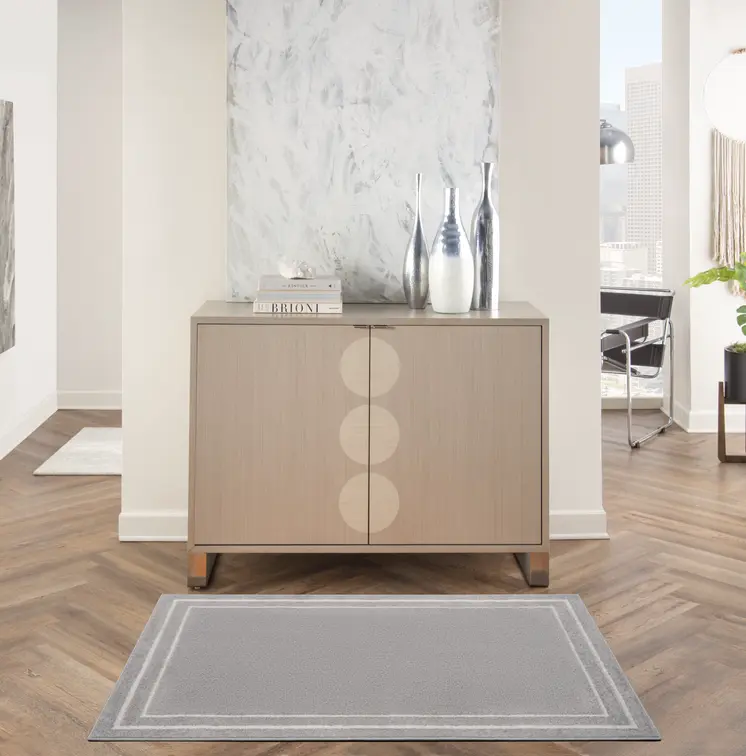 2' X 4' Gray And Ivory Indoor Outdoor Area Rug