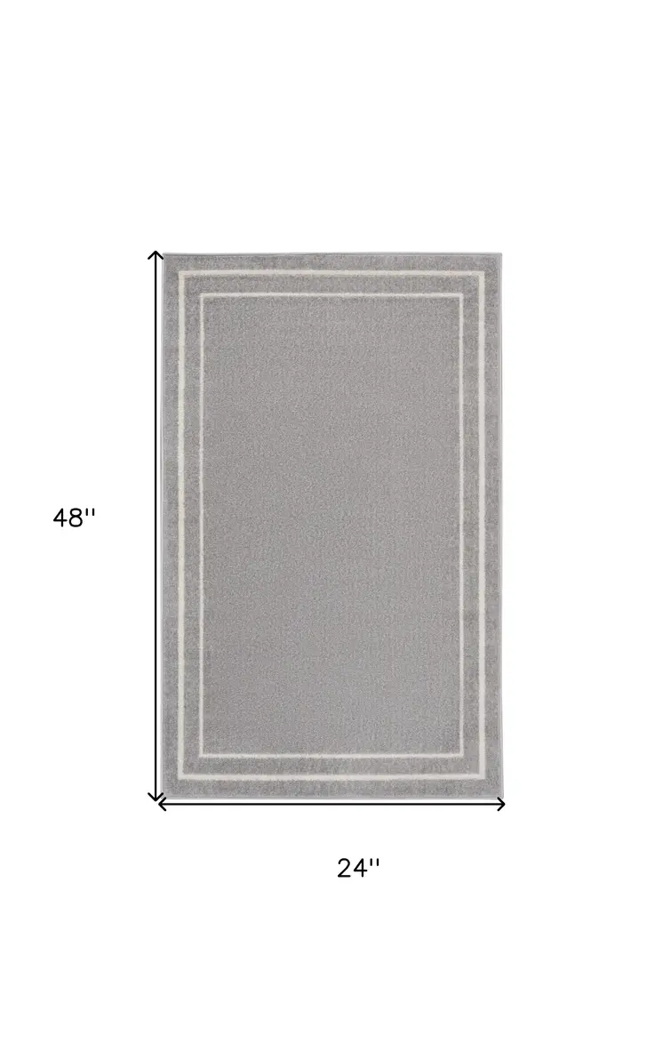2' X 4' Gray And Ivory Indoor Outdoor Area Rug