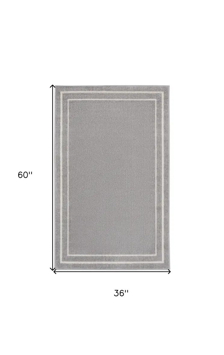 3' X 5' Gray And Ivory Indoor Outdoor Area Rug