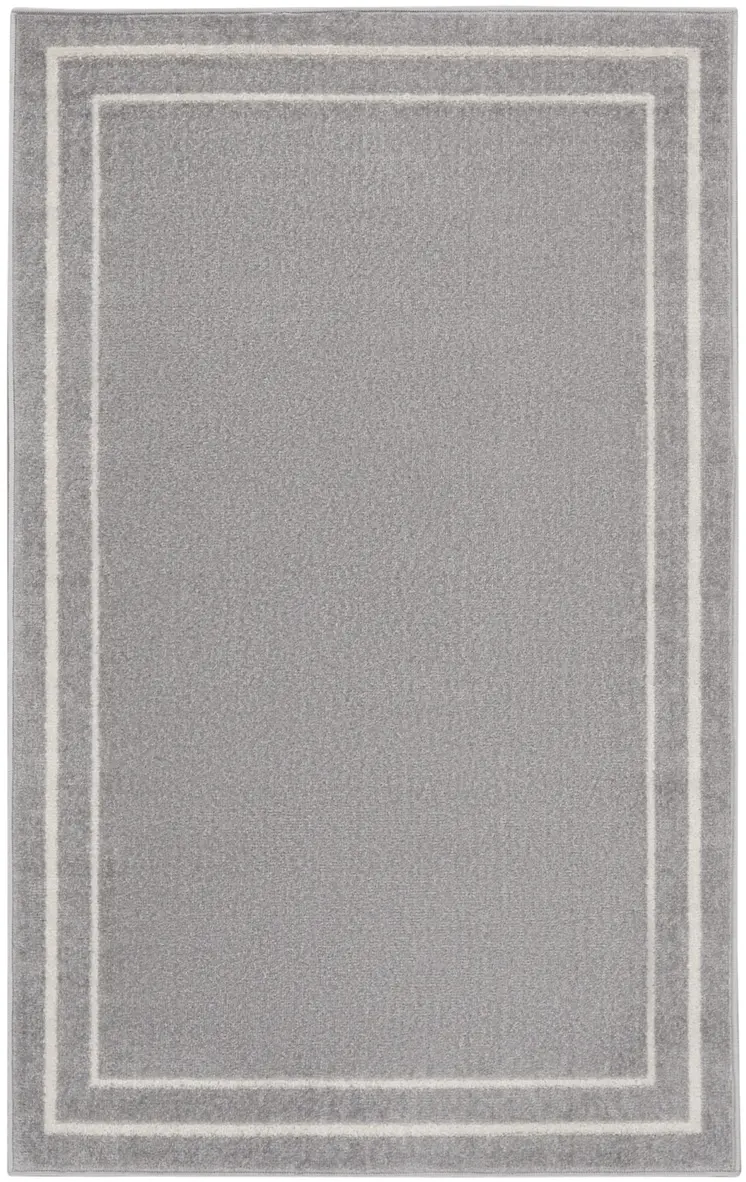 3' X 5' Gray And Ivory Indoor Outdoor Area Rug