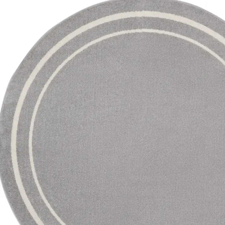 6' Gray And Ivory Round Indoor Outdoor Area Rug
