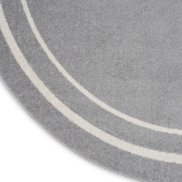6' Gray And Ivory Round Indoor Outdoor Area Rug