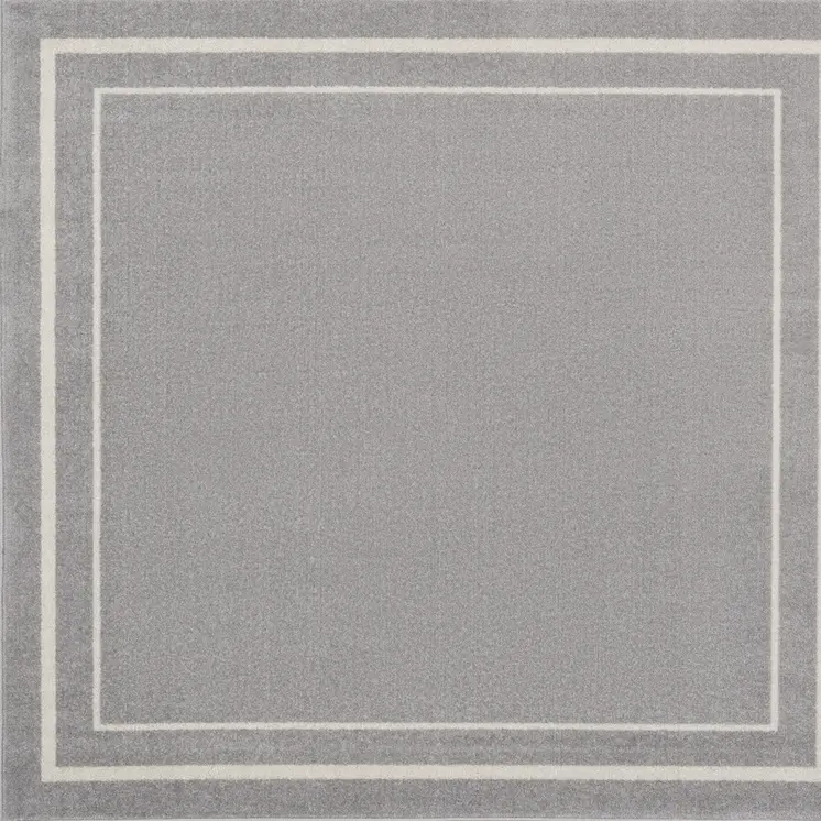 5' Gray And Ivory Square Indoor Outdoor Area Rug