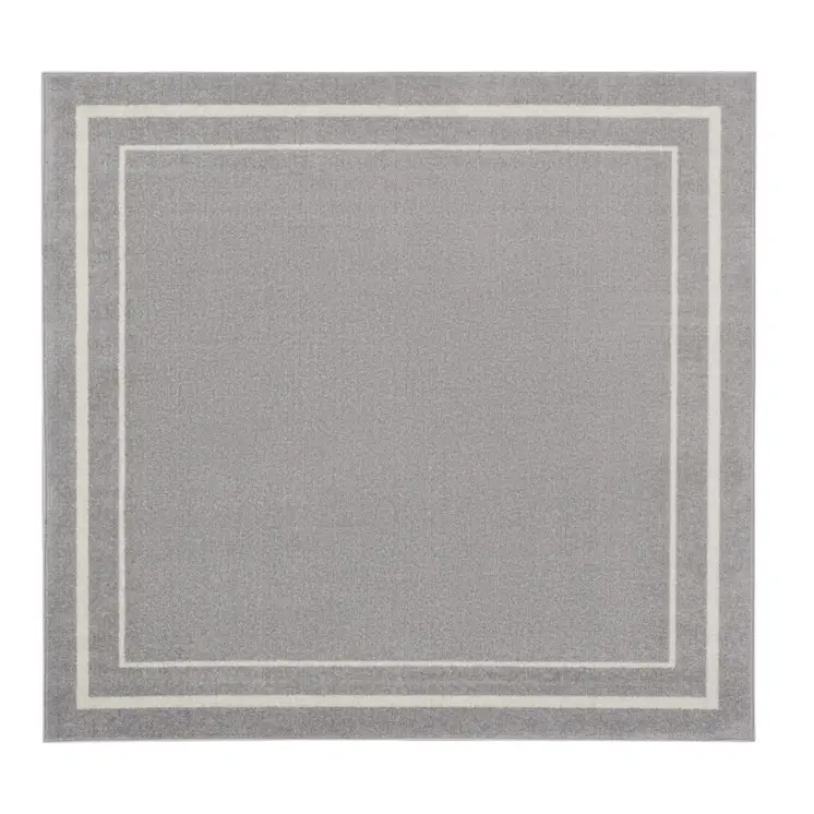 5' Gray And Ivory Square Indoor Outdoor Area Rug