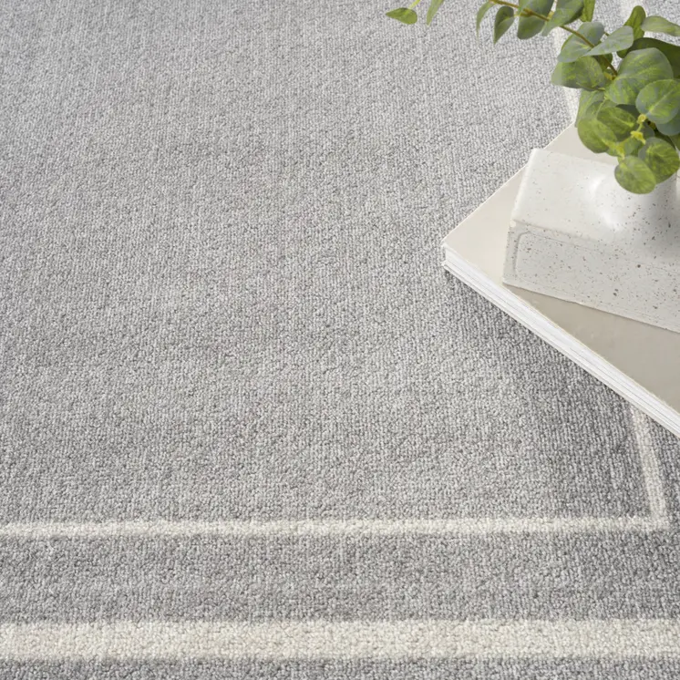 5' Gray And Ivory Square Indoor Outdoor Area Rug