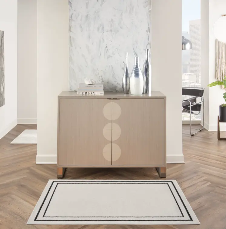 2' X 4' Ivory And Black Indoor Outdoor Area Rug