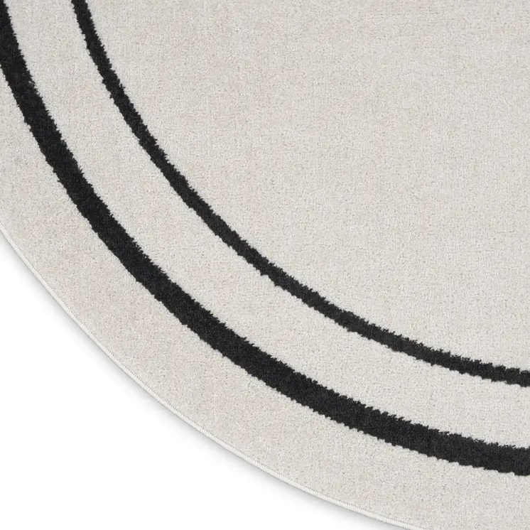 6' Ivory And Black Round Indoor Outdoor Area Rug