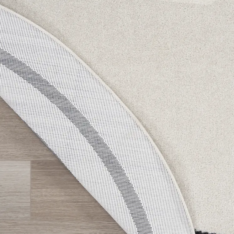 6' Ivory And Black Round Indoor Outdoor Area Rug