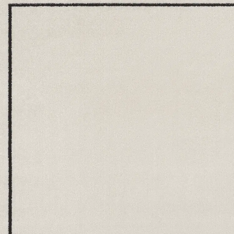 5' Ivory And Black Square Indoor Outdoor Area Rug