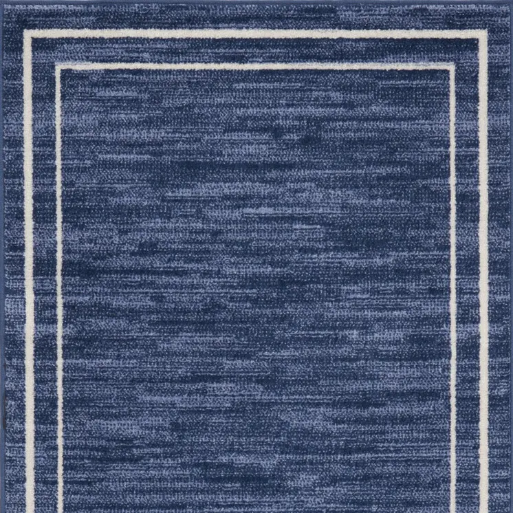 2' X 4' Navy Blue And Ivory Indoor Outdoor Area Rug