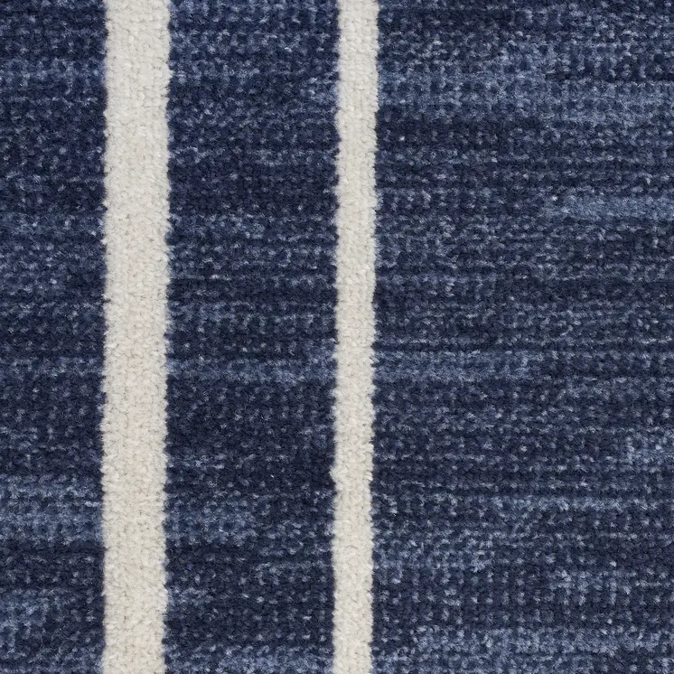 6' Navy Blue And Ivory Round Indoor Outdoor Area Rug