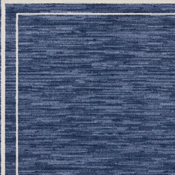 5' Navy Blue And Ivory Square Indoor Outdoor Area Rug