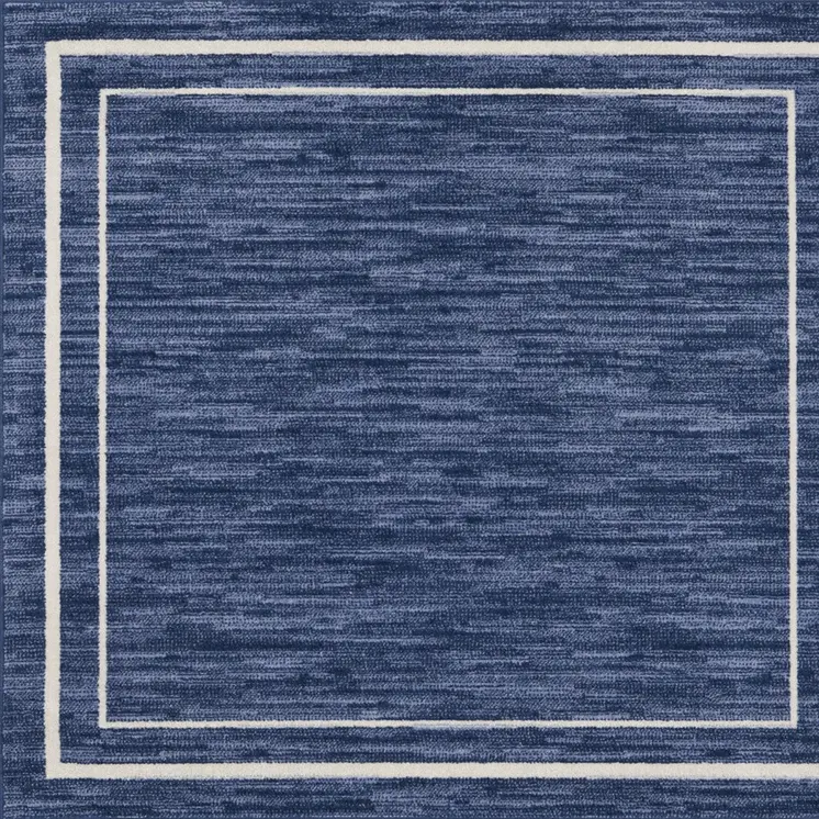 5' Navy Blue And Ivory Square Indoor Outdoor Area Rug