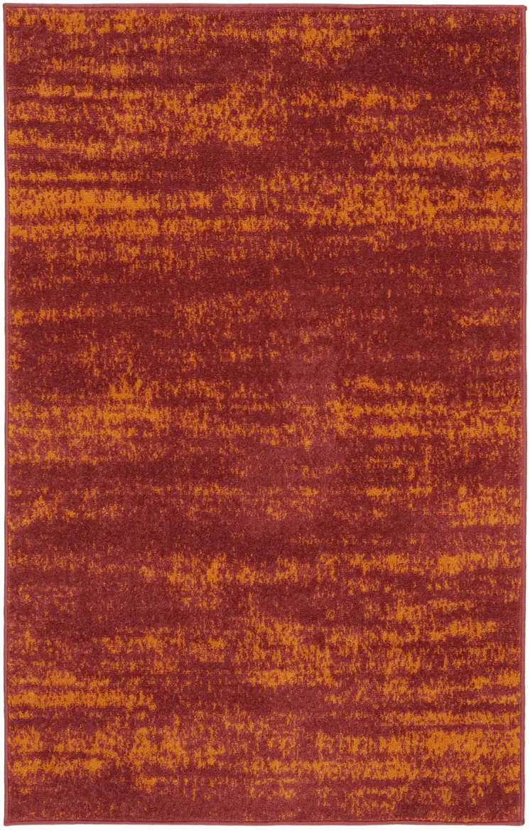 3' X 5' Red And Orange Abstract Indoor Outdoor Area Rug