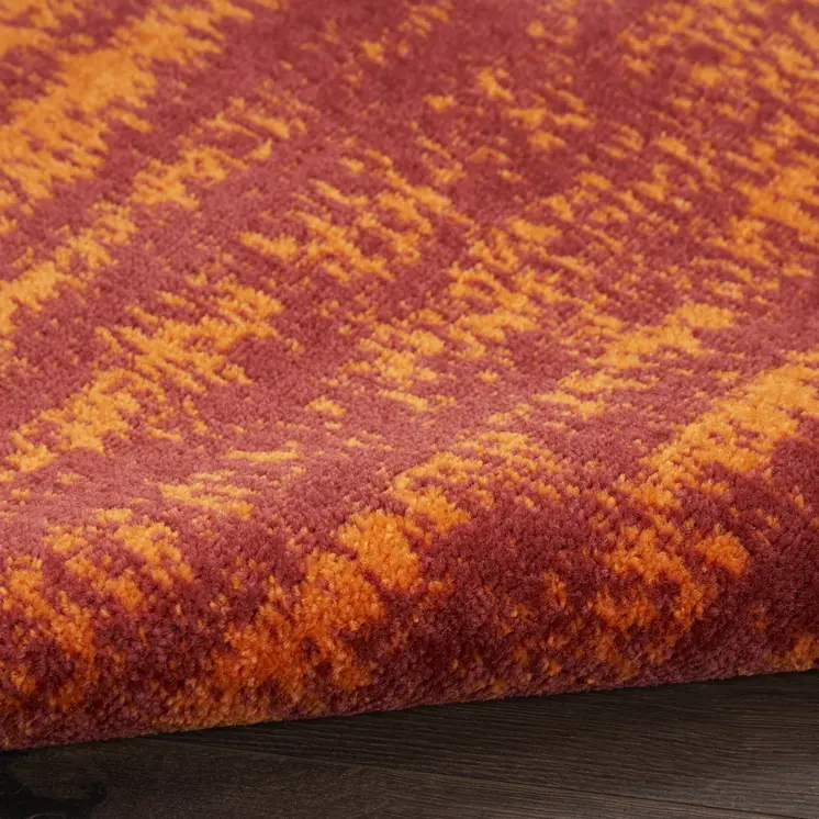 3' X 5' Red And Orange Abstract Indoor Outdoor Area Rug