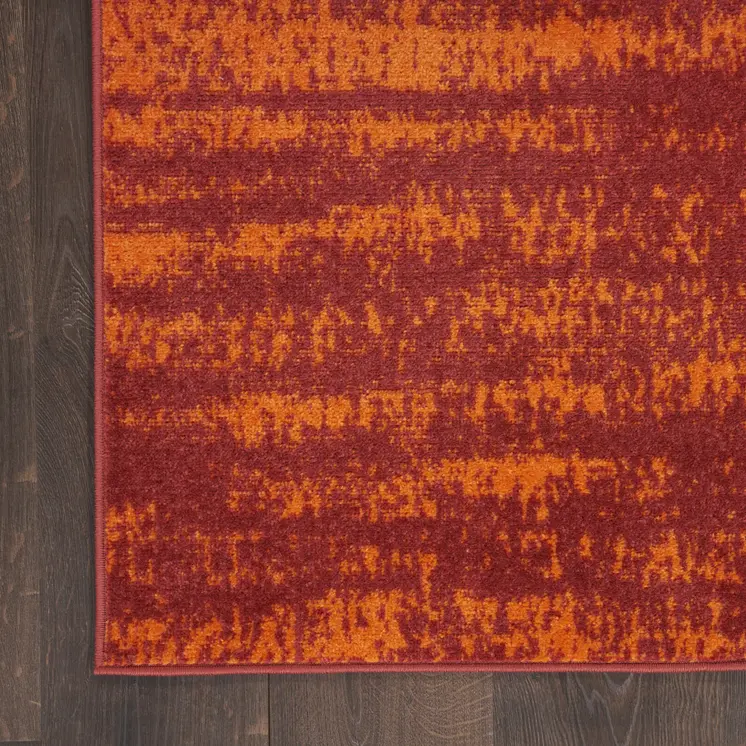 3' X 5' Red And Orange Abstract Indoor Outdoor Area Rug