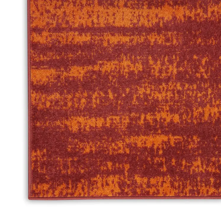 3' X 5' Red And Orange Abstract Indoor Outdoor Area Rug