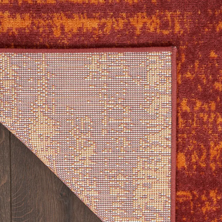 3' X 5' Red And Orange Abstract Indoor Outdoor Area Rug