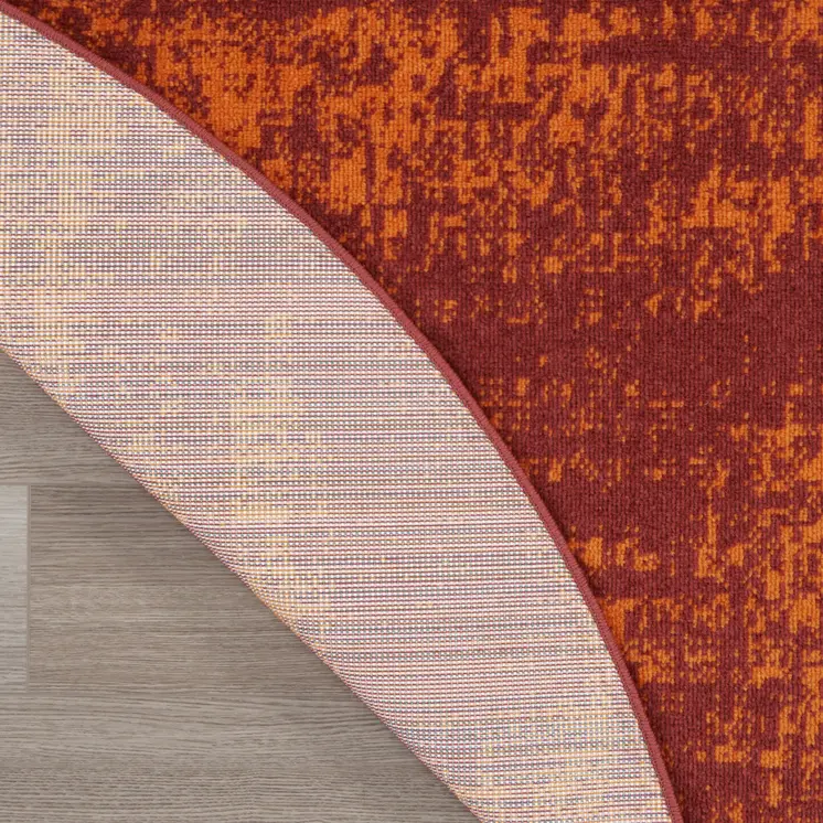 4' Red And Orange Round Abstract Indoor Outdoor Area Rug