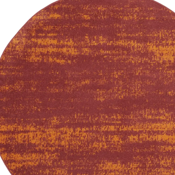6' Red And Orange Round Abstract Indoor Outdoor Area Rug