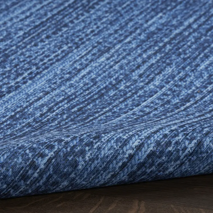 3' X 5' Blue Abstract Power Loom Washable Non Skid Area Rug