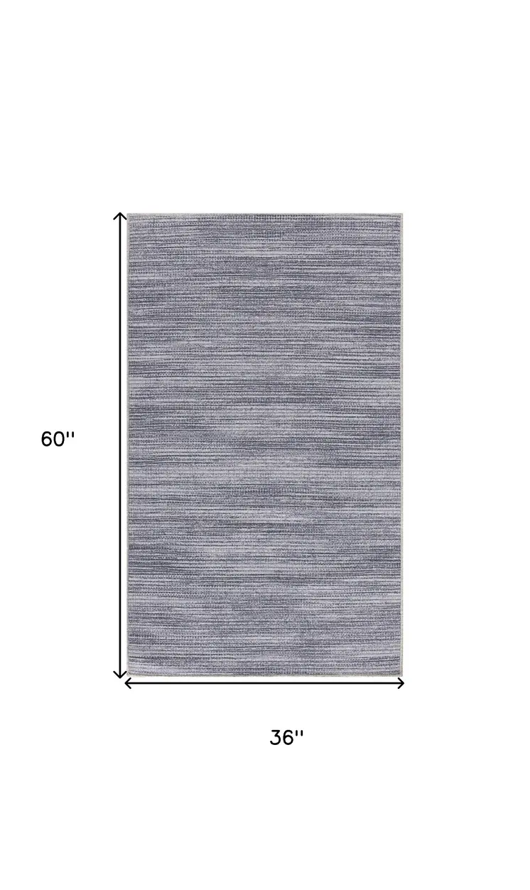 3' X 5' Gray and White Abstract Power Loom Washable Non Skid Area Rug