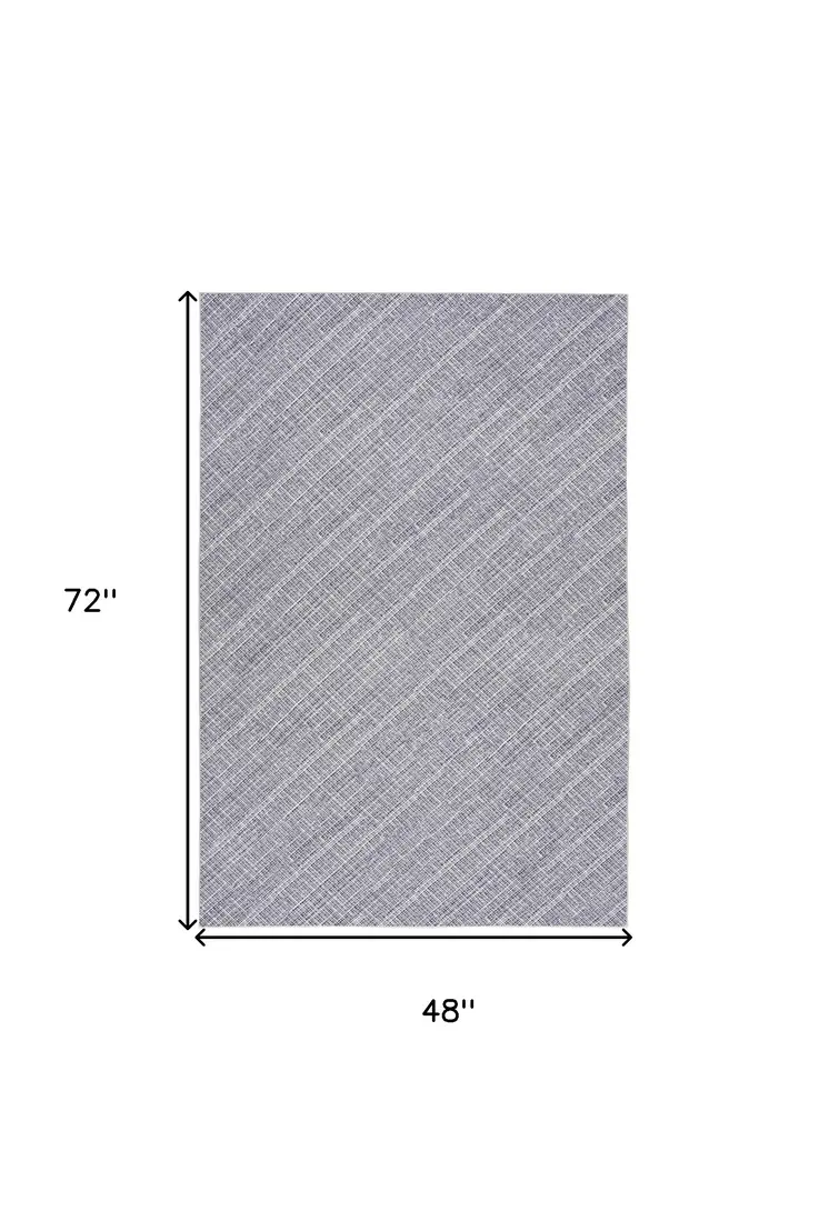 4' X 6' Gray and Ivory Abstract Power Loom Washable Non Skid Area Rug