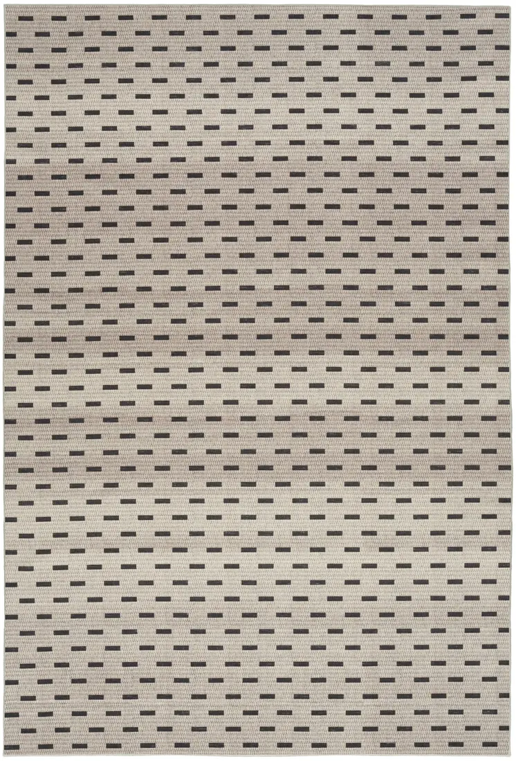 4' X 6' Beige and Black Geometric Power Loom Washable Non Skid Area Rug