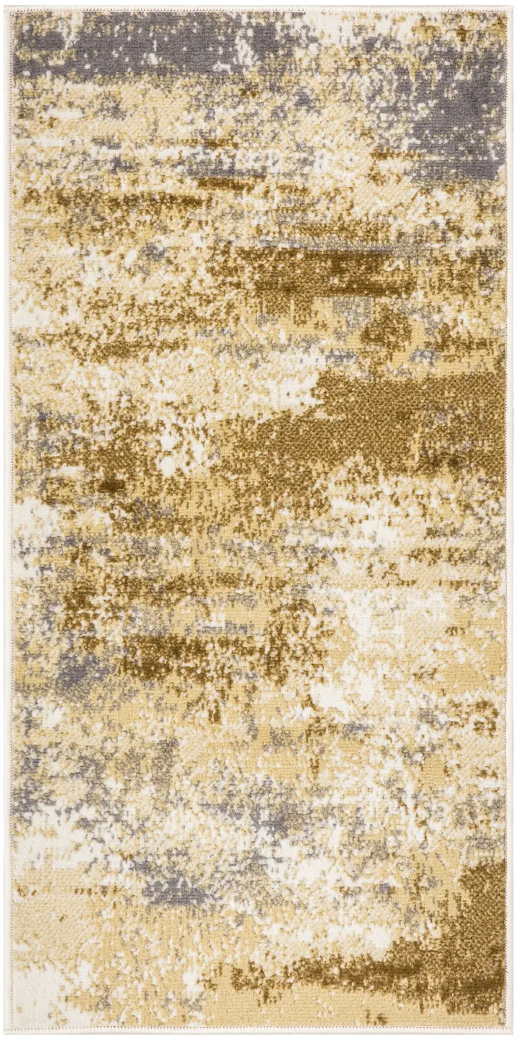 2' X 4' Beige and Blue Abstract Power Loom Area Rug