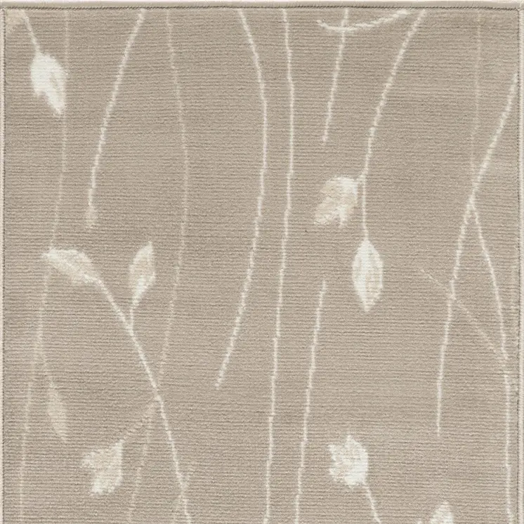 2' X 4' Beige and Ivory Floral Power Loom Area Rug